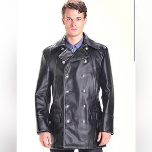 Schott rare vintage military Black Leather Jacket silver stars XL